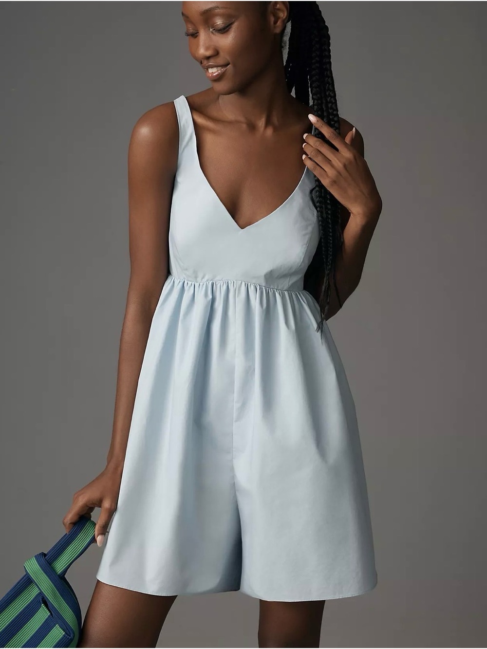 NWT Anthropologie x mare mare Light Blue V-Neck Romper